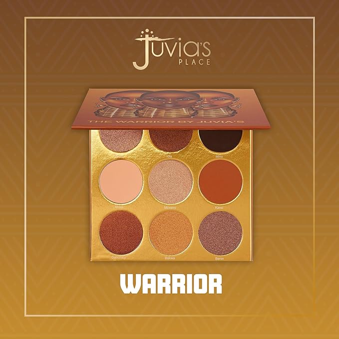 Juvia's Place Palette The Warrior - Warm Golds, Browns & Bronzes, Shades of 9, Warm and Neutral Palette, Pigmented Makeup Palette Eye Color & Shine