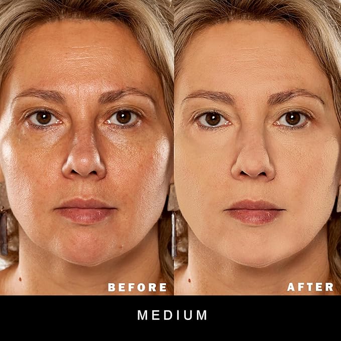 Marbleized Baked Foundation Makeup, Balance and Brighten Color Correcting Powder Foundation - Buildable Light to Medium Coverage - Demi-Matte Natural Finish (#003 MEDIUM, 0.32 Oz)