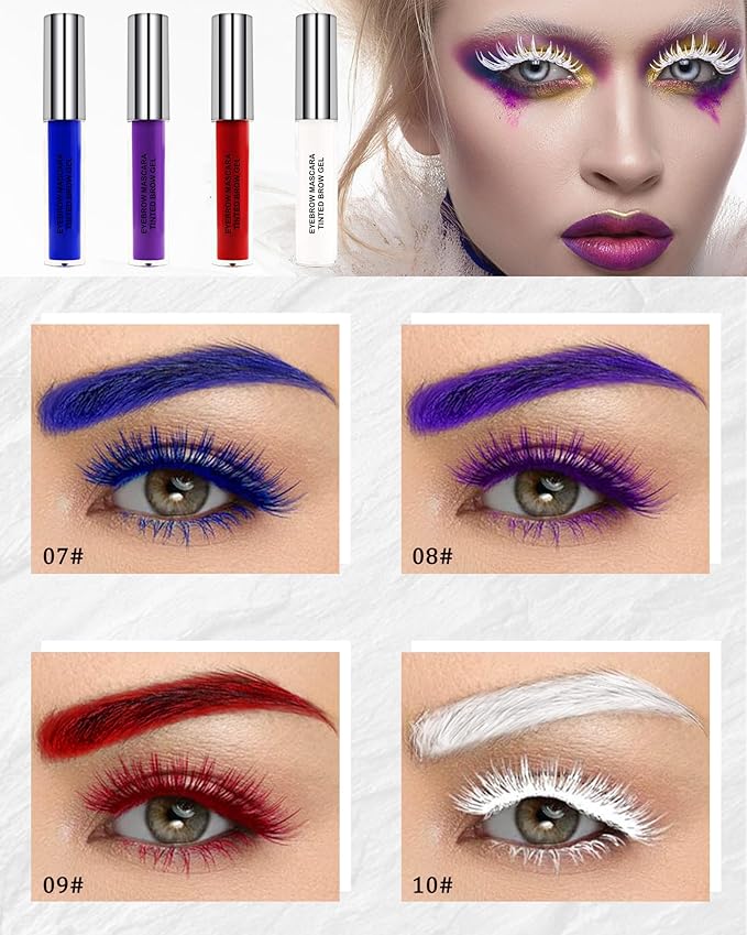 Tinted Brow Mascara Gel- 1Pcs Long-lasting Waterproof Smudge-proof Red Eyebrow Glue Colored Liquid Mascara, Tinted Brow Filler, Length Curly Mascara Women,Thanksgiving Eye Makeup Gift-09