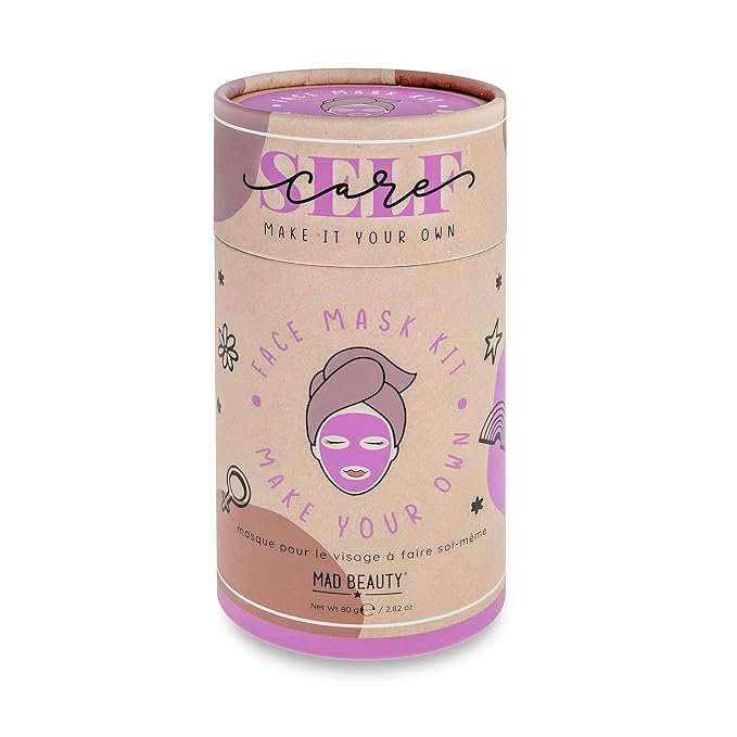 MAD Beauty Make It Your Own Face Mask Set, Self-Care DIY Kit, Lavender Clay Mask Powder Formula, Instructions, Reusable Mixing Bowl, & Silicone Brush