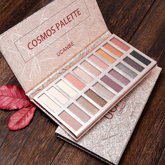 UCANBE 20 Colors Nude Eyeshadow Palette, High Pigmented Shimmer Matte Metallic Eye Shadow Pallets, Long Lasting Blendable Neutral Smokey Warm Bronze Eye Makeup