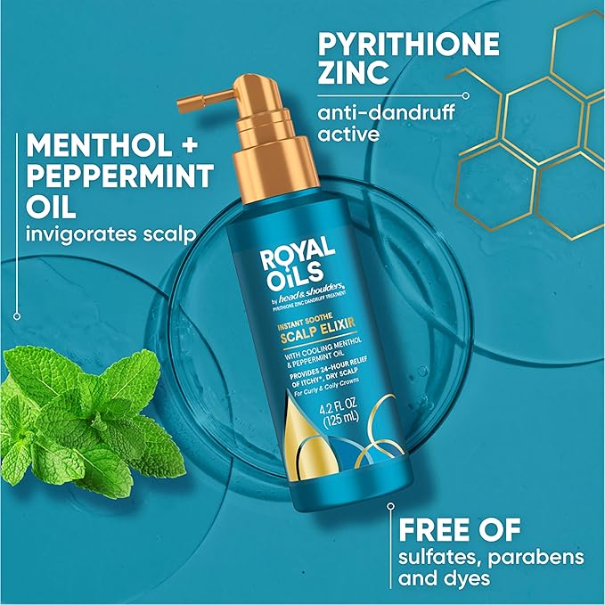 Head & Shoulders Royal Oils Scalp Elixir Treatment - Instant Soothe, Anti-Dandruff, Dry Scalp Relief & Hydration with Cooling Menthol & Peppermint Oil, 4.2 fl oz