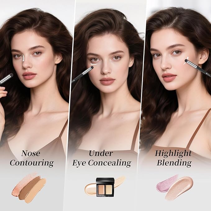 DUcare Tapered Small Concealer Brush Under Eye, Nose Contour Brush Mini Makeup Brushes Ideal for Liquid, Cream, and Powder Concealer(V03)