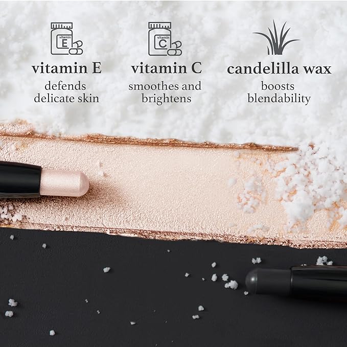 Julep Eyeshadow 101 Crème-to-Powder Waterproof Eyeshadow Stick Duo – Long-Lasting, Crease-Proof, Easy Apply with Built-in Smudger - Pearl Shimmer + Onyx Matte