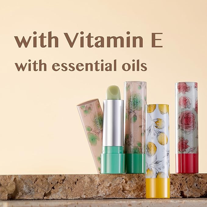 Aromatic Moisturizing Lip Balm-Jasmine, Rose, Lemon | Hydrating, Colorless & Lightly Scented lip moisturizer with Vitamin E (Pack of 3 Scents-0.12oz EA.)