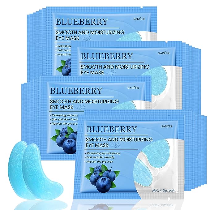 Under Eye Patches- 28 Pairs Blueberry Collagen Eye Mask Eye Patches for Reducing Puffy Eyes and Dark Circles, Anti Aging Gel Eye Pads Under Eye Mask, Blue