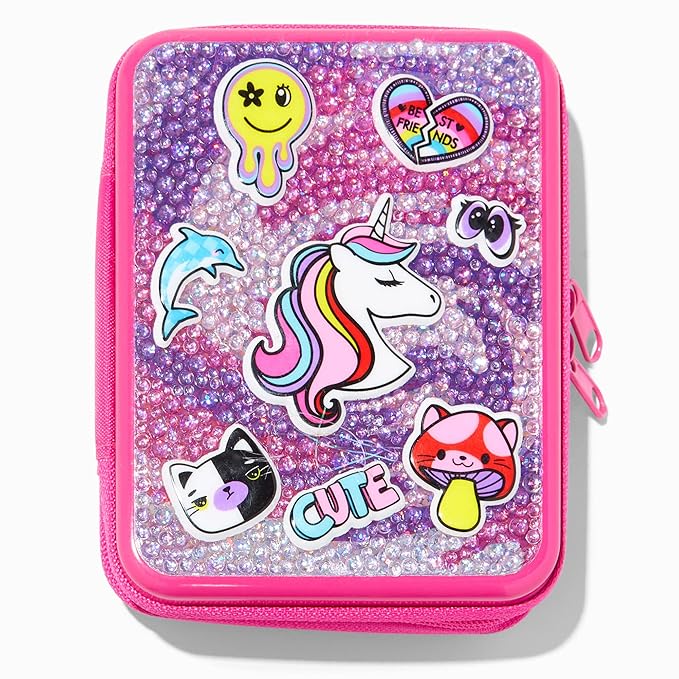 Claire's Y2K Unicorn Pink Bling Makeup Set for Girls- Hot Pink