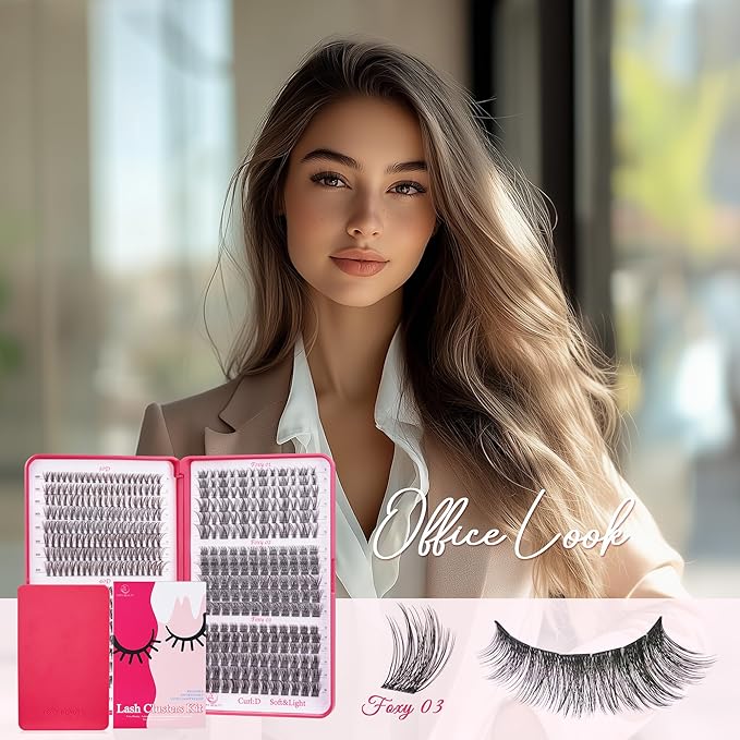 Foxy Beauty Wispy Lash Clusters - 536Pcs Natural 8-16MM EyeLash Clusters 30D 40D & Foxy Lashes For Natural Look D Curl Lash Clusters For DIY Lashes At Home