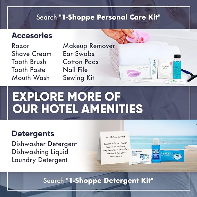Terra Pure Spa Collection Bulk Set Toiletries | 1-Shoppe All-In-Kit Amenities for Hotels & Airbnb | 0.85 oz Hotel Shampoo & Conditioner, Body Wash, Lotion & Cleansing Bar Travel Size Tubes| 75 Pieces