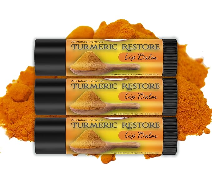 Organic Turmeric Lip Balm 3 Pack - Moisturizing, Balancing, Soothing, Natural Ingredients