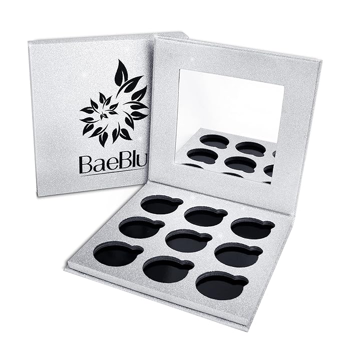 Glitter Mirror Empty Magnetic Reusable Eyeshadow Makeup Palette Case with Cover