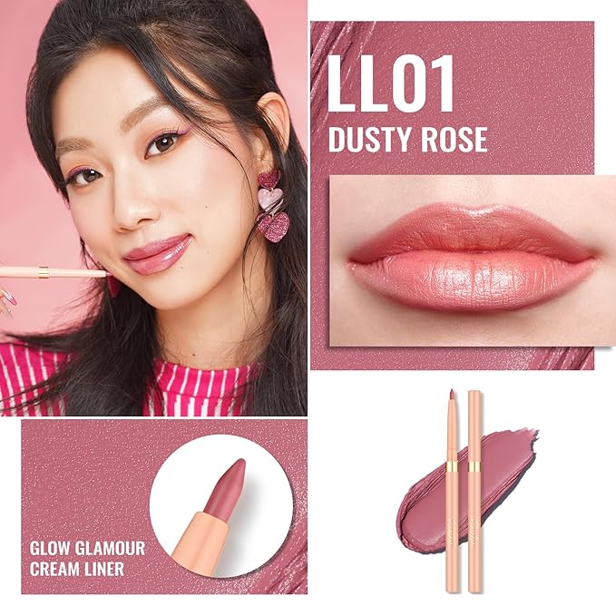 Oulac Lipstick & Lipliner Set 3PCS High Impact Lipcolor with Moisturizing Formula, Vegan Beauty, Full-Coverage Lip Color, Gift Lipstick for Women, LL01+07+13