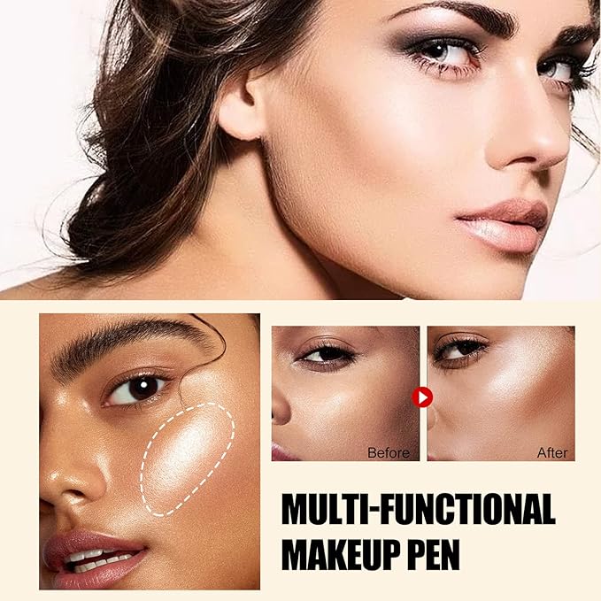 Contour Beauty Wand, Liquid Face Concealer Contouring Highlighter Blusher Stick with Cushion Applicator, Long Lasting Smooth Natural Matte Finish, Lightweight Blendable Super Silky Cream Contour Stick (03# Blush Peach)