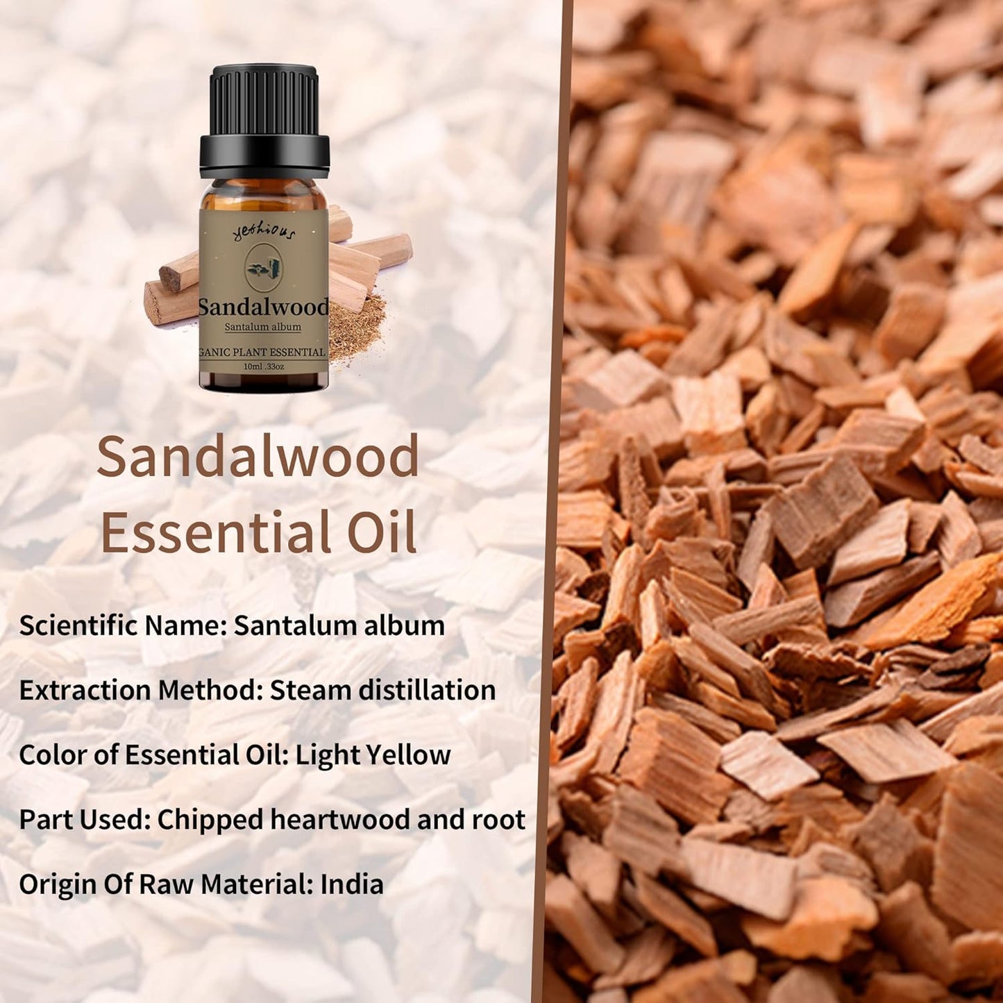 yethious Chamomile Sandalwood Essential Oil 100% Pure Organic Chamomile Essential Oil Set for Diffuser Aromatherapy Candle - 2 Pack 10ML