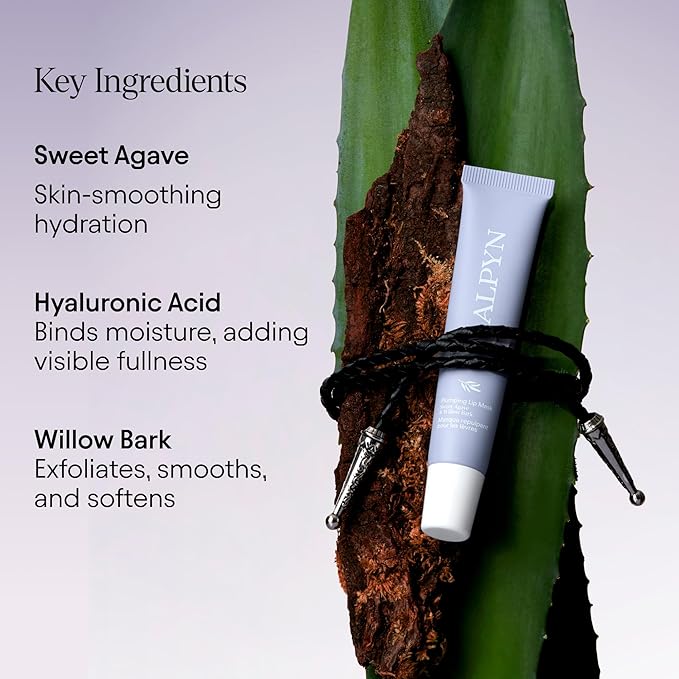 ALPYN Willow & Sweet Agave Plumping Lip Mask with Hyaluronic Acid, 0.5 oz