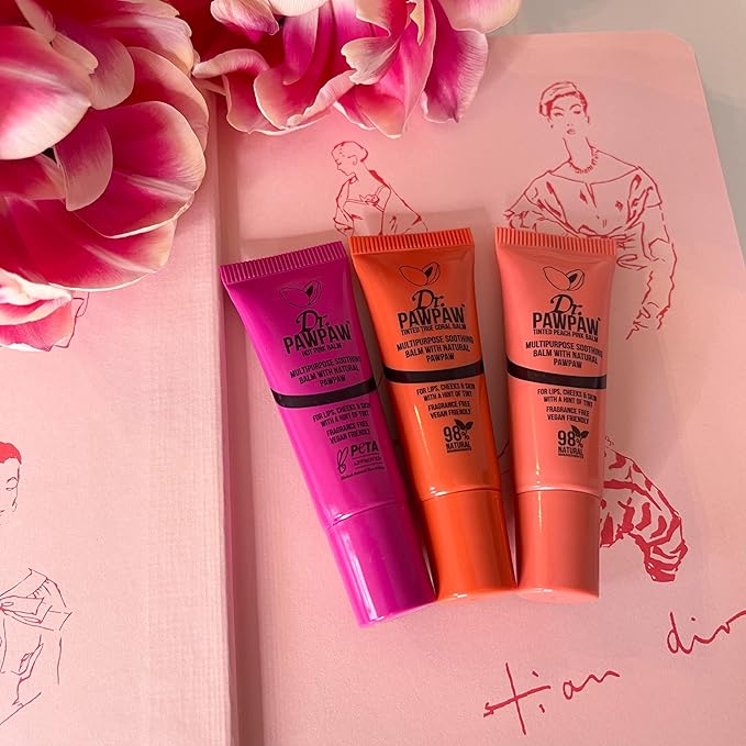 Tinted True Coral, Multi-Purpose Natural No Fragrance Balm for Hydrating Lips, Skin, Hair, Cuticles, Nails & Beauty Finishing (10 ml)