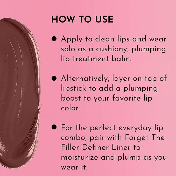 LAWLESS Forget the Filler Lip Plumping Line Smoothing Tinted Balm, Amaretto, Brown, 0.09 Ounce