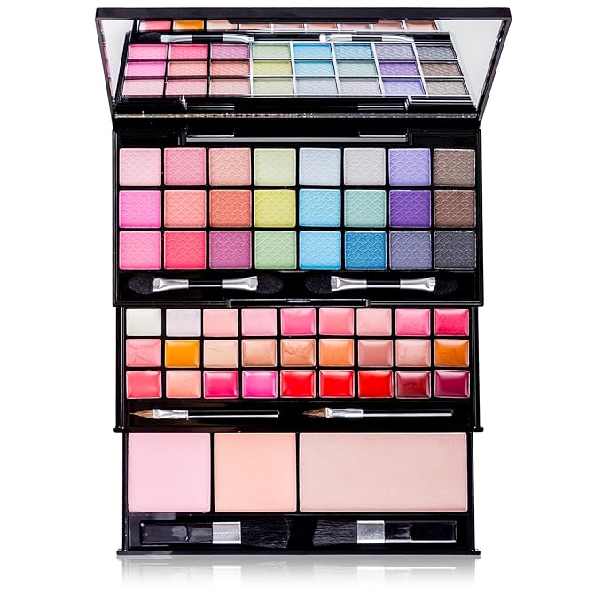 SHANY Classy & Sassy All-in-One Makeup Kit Makeup Set with Cosmetics Mirror, Makeup Applicators, 24 Eye Shadows Colors, 18 Lipstick Lip Glosses, 2 Blushes, and 1 Bronzer - Premium Giftable Packaging