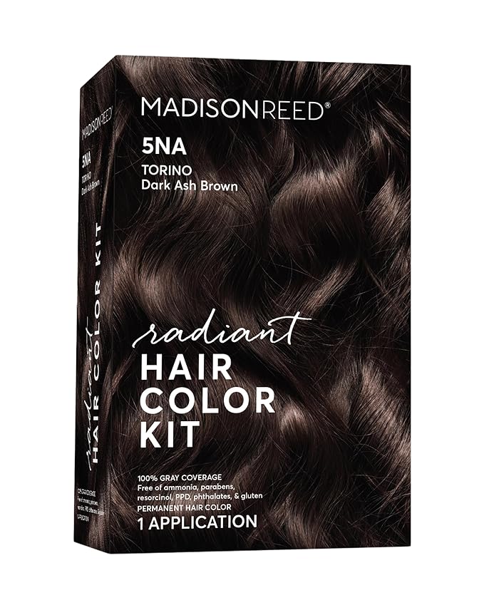 Madison Reed Radiant Hair Color Kit | 5NA Dark Ash Brown (Torino Brown) for 100% Gray Hair Coverage | Salon Quality Permanent Hair Dye | PPD-Free & Ammonia-Free | (Packaging May Vary) 1 Pack