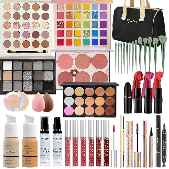 Makeup Kit for Women, Travel Makeup Kit, Makeup Full Kit for Beginners Teens Girls, Makeup Bundle Include 3 Matte & Shimmer Eyeshadow Palettes, Blush Palette, Lip Gloss Set, Concealer