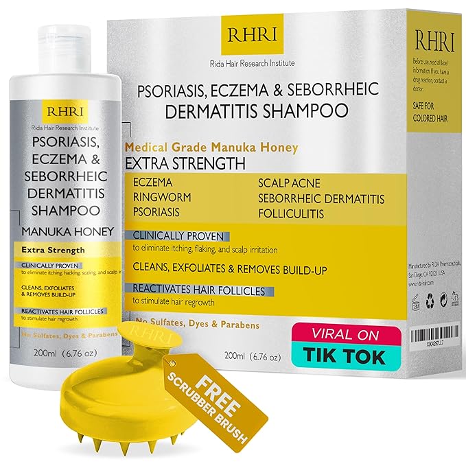 Psoriasis Shampoo for Men & Women | Itchy Scalp Treatment with Manuka Honey | Best for Eczema, Seborrheic Dermatitis, Ringworm & Folliculitis Scalp Treatment