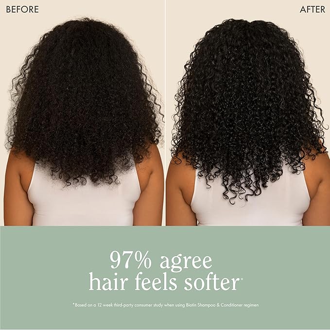 Rizos Curls Biotin Shampoo, Gently Cleanse & Nourish, Rosemary Oil & Oat Protein for Longer and Stronger Hair, Hair is Fuller, Softer & Shinier, 2.5 oz