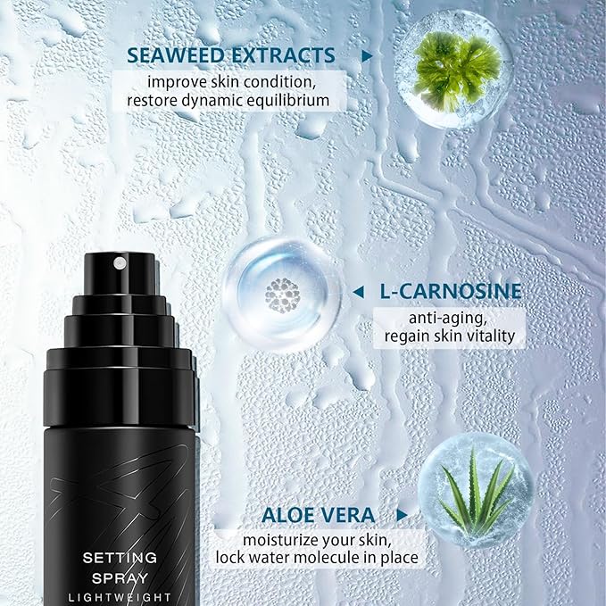 AMIIR Makeup Setting Spray, Waterproof Finishing spray, Long Lasting Lock Face Fixing Mist, Hydrate Before Makeup Matte Oil Control Lightweight Refreshing