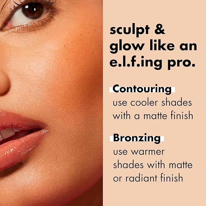 e.l.f. Primer-Infused Bronzer, Long-Lasting, Lightweight & Buildable Powder Bronzer, Delivers A Matte Finish, Vegan & Cruelty-Free, Tan O' Clock