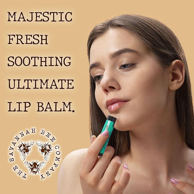Savannah Bee Mint Julep Lip Balm 0.15 oz - Invigorating Mint Flavor - Natural Ingredients for Supple, Soft Lips - Convenient Hanger Design