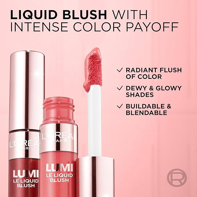 L'Oreal Paris True Match Lumi Le Liquid Blush, Intense Lightweight Blush Formula With Liquid Pigments, Dewy Worth It, 0.33 Fl Oz