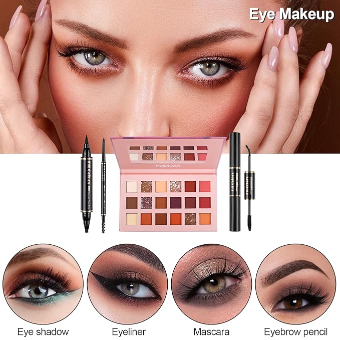 Fenshine Makeup Set,Make Up Starter Kit With Storage Bag Portable Travel Make Up Palette Eyeshadow Foundation Lip Gloss for Teenage & Adults (Type B)