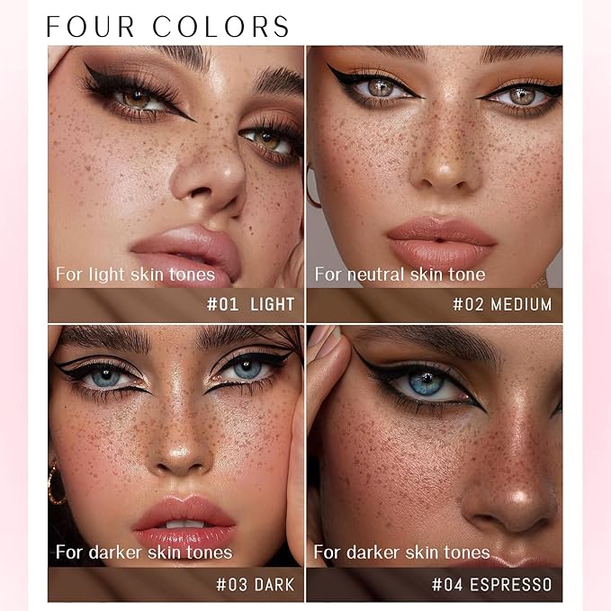 Freckle Stamp with Eyeliner Pen 2 in 1 for Natural Lifelike Faux Freckle Waterproof Fake Freckles Stain Marker for Sunkissed Makeup #Brown&Black