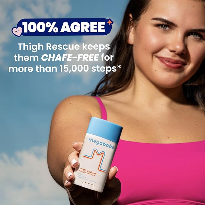 Megababe Thigh Rescue Anti-Chafe Stick | Prevents Skin Chafe & Irritation | Thighs, arms, Bra-Lines & More
