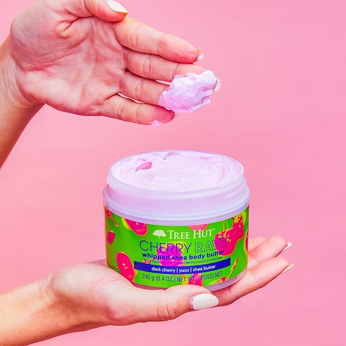 Tree Hut Cherry Rave Whipped Shea Body Butter | Long-lasting Hydration Leaves Skin Feeling Soft & Moisturized | Limited Edition Fall | Nourishing Essential Body Care | 8.4 fl oz.