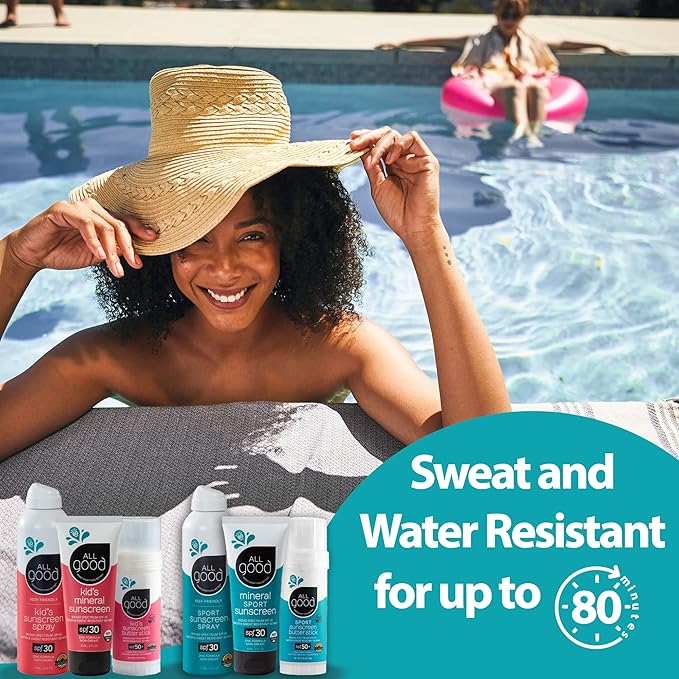 All Good Baby & Kids Sunscreen Lotion for Face & Body - UVA/UVB Broad Spectrum, SPF 30, Zinc Oxide, Coral Reef Friendly, Water Resistant - Zinc, Shea Butter, Coconut Oil, Aloe (3 oz)(3-pack)