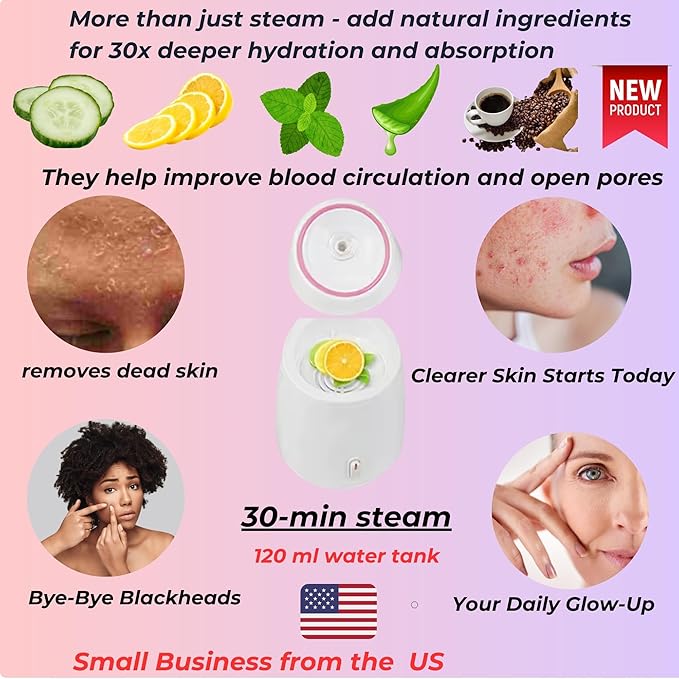 Facial Steamer and Ice Roller – 3-in-1 Nano Ionic Spa Kit for Deep Hydration and Pore Cleansing – Home Facial Care Set,auto Shut Off