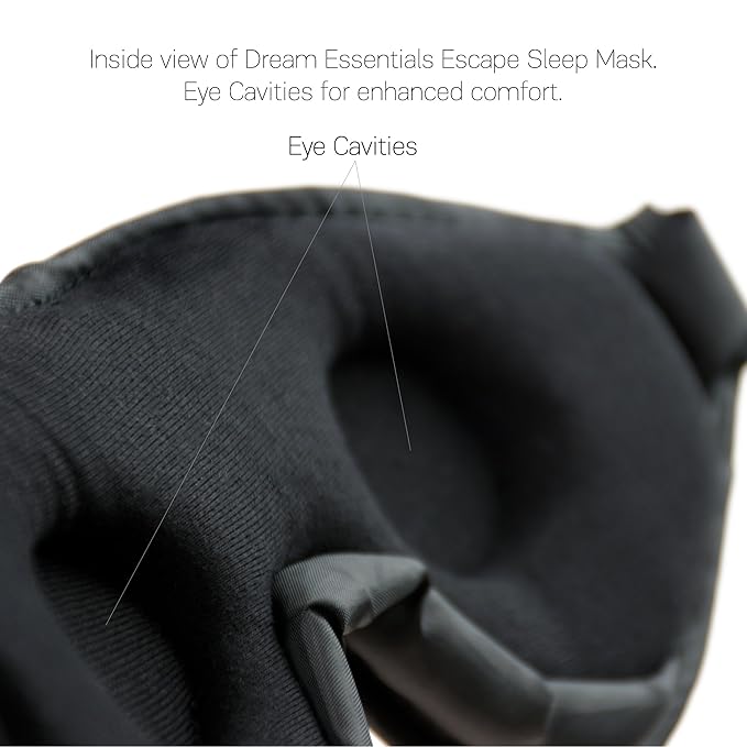 Dream Essentials, Escape 3D Sleep Mask, Earplugs, Carry Pouch Set, Molded Eye Shade, Men and Women, Contoured, Nose Bridge, Light Block, Memory Foam, Gift Set, Travel, Yoga, Blindfold, Deep Purple