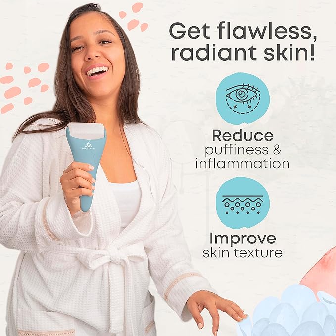 Arctic 2-in-1 Set Cryotherapy Ice Roller for Face Wrinkles Massager - Skin Care Tool for Puffiness - Cooling Ice Facial Eye Skin Roller - Reduce Puffiness and Relief Migraine Pain