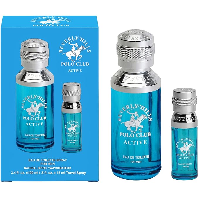 Beverly Hills Polo Club Cologne for Men Bonus Pack Designer Eau De Toilettes 3.4oz + 0.5oz 2 count (Active)