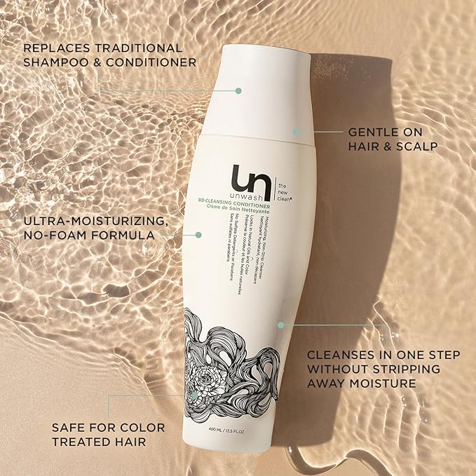 Unwash Bio-Cleansing Conditioner - Gentle, Hydrating Co-Wash Cleansing Conditioner, Sulfate & Paraben Free, for Curly, Coily & Dry Hair, 13.5 fl oz