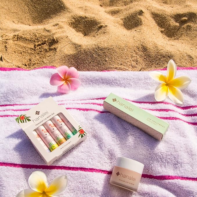 Hanalei Lip Balm and Moisturizer - Natural Kukui Oil, Beeswax Lip Moisturizer - Replenish and Repair Dry, Chapped Lips - Variety Pack (5 Tubes)
