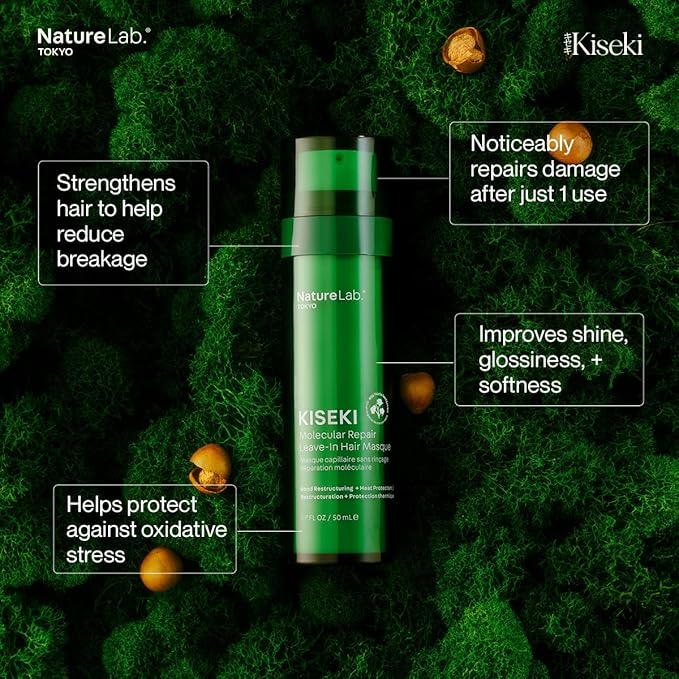 NatureLab.TOKYO Kiseki Molecular Repair Leave-In Hair Masque Refill: Restores Damaged Hair, Repairs Heat & Chemical Damage, Boosts Strength, Smoothness & Softness, 1.7 Fl Oz