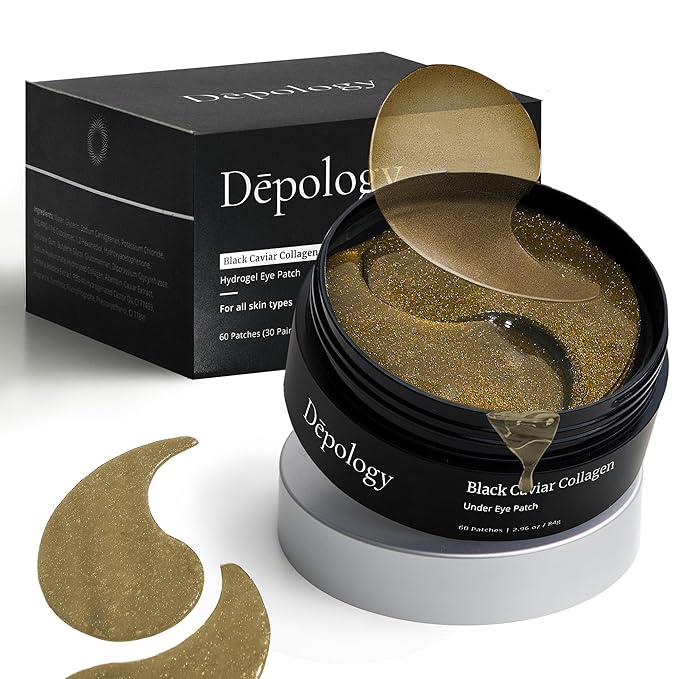 depology Black Caviar Under Eye Patches (30 Pairs), Anti-aging Hydrating Eye Mask for Wrinkles, Fine lines, Skincare with Hyaluronic Acid & Cica, Beauty & Personal Care