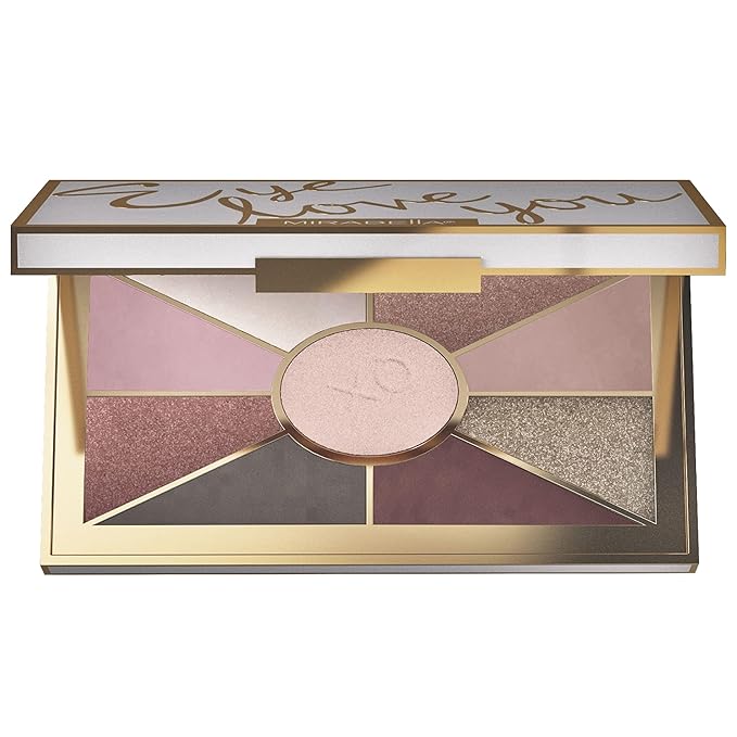 Mirabella Eye Love You Neutral Shimmer Eyeshadow Palette - Makeup Palette w/Ultra Pigmented Pressed Powders, Creamy Matte & Shimmer Pink Eyeshadow Shades - Romance