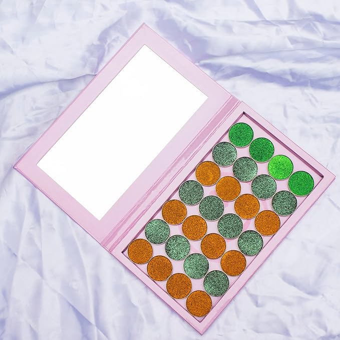 Empty magnetic palette with Mirror,Like a Book Fashionable and beautiful empty magnetic palette for Highlighters Lipstick Blush Powder Eyeshadows(pink)