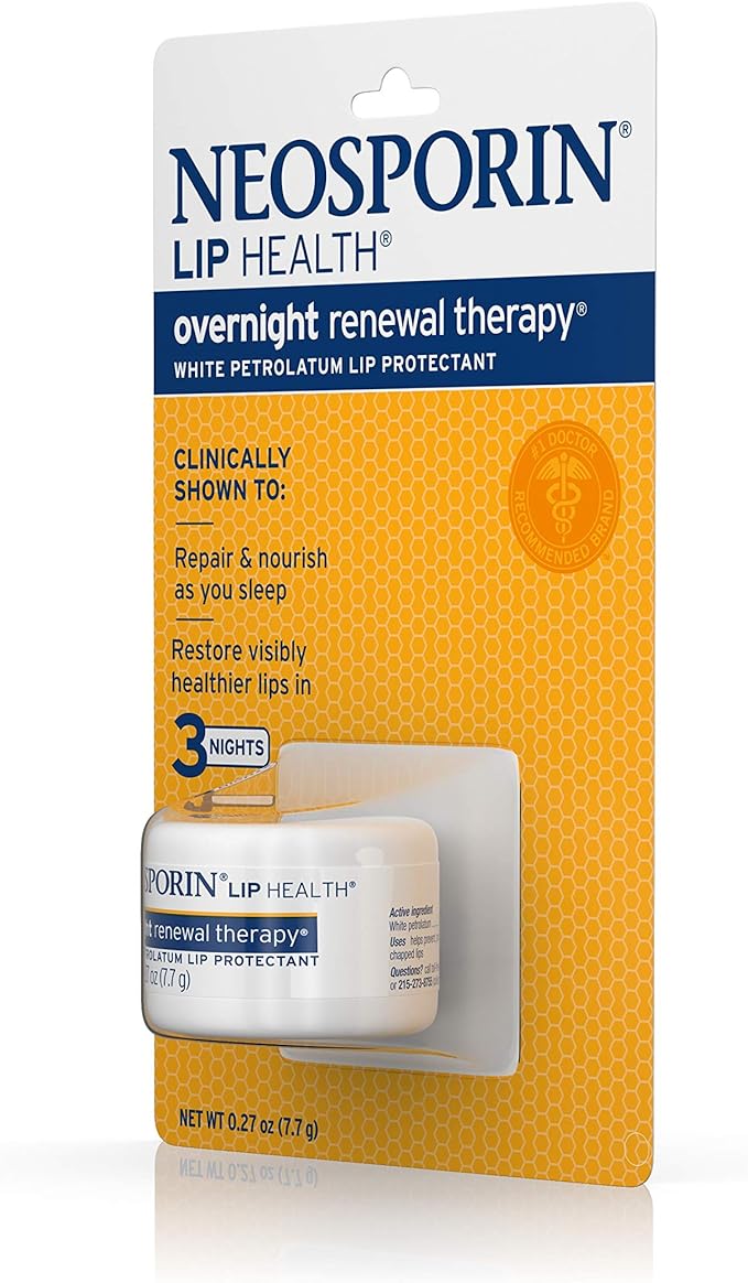 Neosporin Lip Health Overnight Healthy Lips Renewal Therapy Petrolatum Lip Protectant, 0.27oz. (Pack of 2)