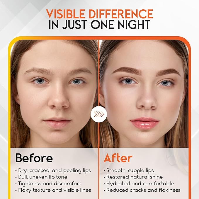 Lip Mask Overnight with Hyaluronic Acid & Collagen, Lip Sleeping Mask for Dry Cracked Lips, Moisturizing, Hydrating, Exfoliating Night Treatment for Lip Care (Peach) (0.7, Honey)