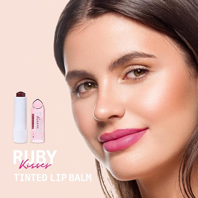 Ruby Kisses Balm Up Tinted Lip Balm, Non-Greasy Hydrating Formula, Nourishing Coconut Core & Vitamin E Infused, Lip Care with Natural Shine, Lightweight Sheer Color (Plum)