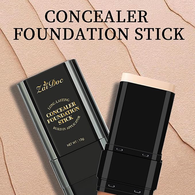 Long-Lasting Concealer Foundation Stick, Creamy Full Coverage, Hydrating Olive & Camellia Formula for Dark Circles & Blemishes, 2.09 oz (02#)