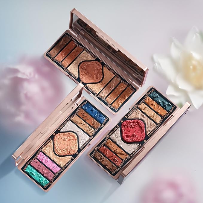 FLORASIS Floral Engraving Phoenix Makeup Palette Makeup Long Lasting Blendable Natural Eyeshadow Palette for Women (03 Soaring Sunlight)